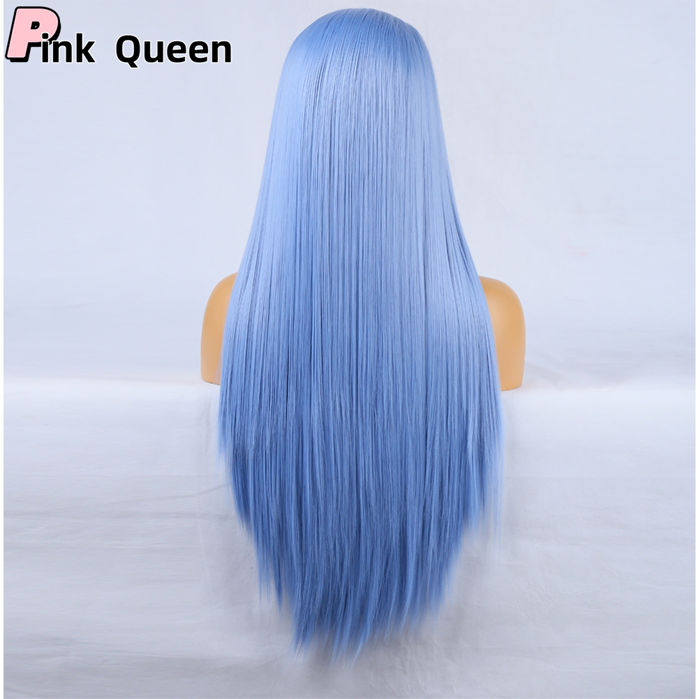 13*2.5 Lace Front Wig Fashion sales before wig blue long curly hair high temperature chemical fiber daily wear wig party black cosplay synthetic wig s