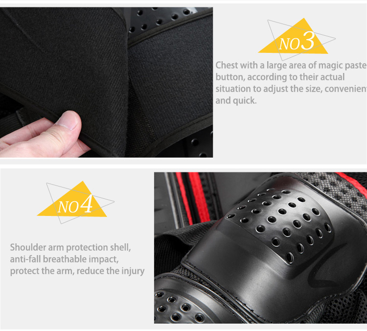 WOSAWE Professional Motorcycle Body Armor Protector Motocross Kneepads Back Support Spine Chest Shield Protective Jacket Gear