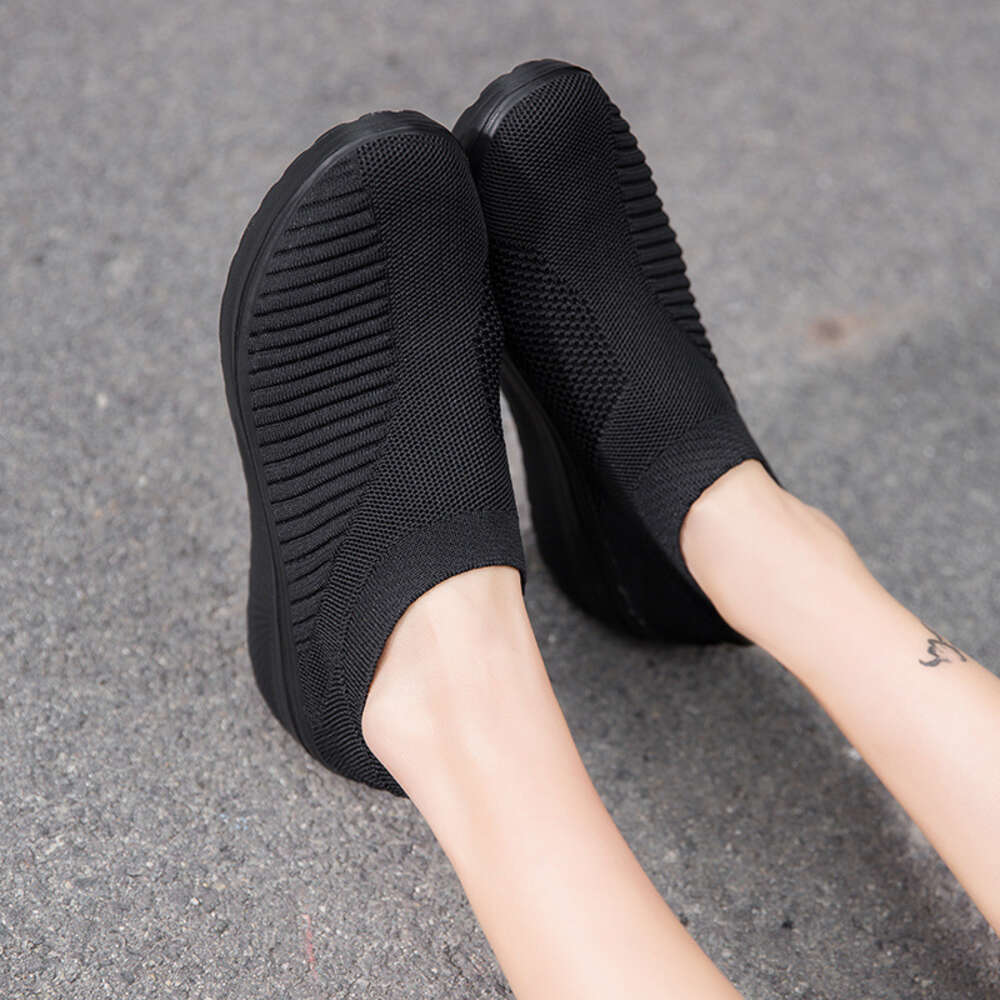 Thick Soled Women's Single Fly Woven Mesh Surface Lazy Flat Bottomed Rocking Comfortable Socks Shoes, Jinjiang ddmythur