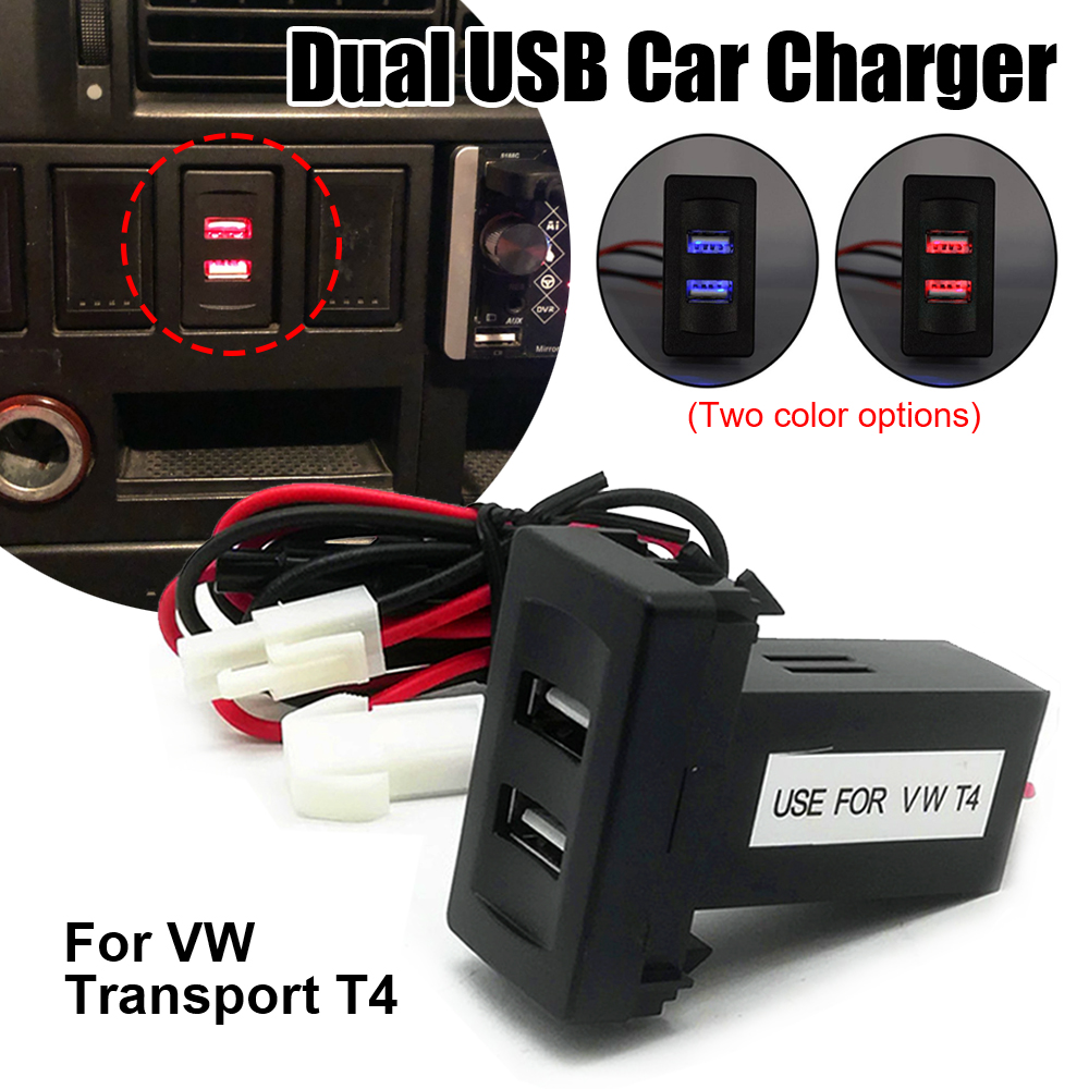 Dual Charger 12V~24V to 5V/2.1A 2-Port USB Vehicle Car Power Inverter Converter For VW for T4 Models