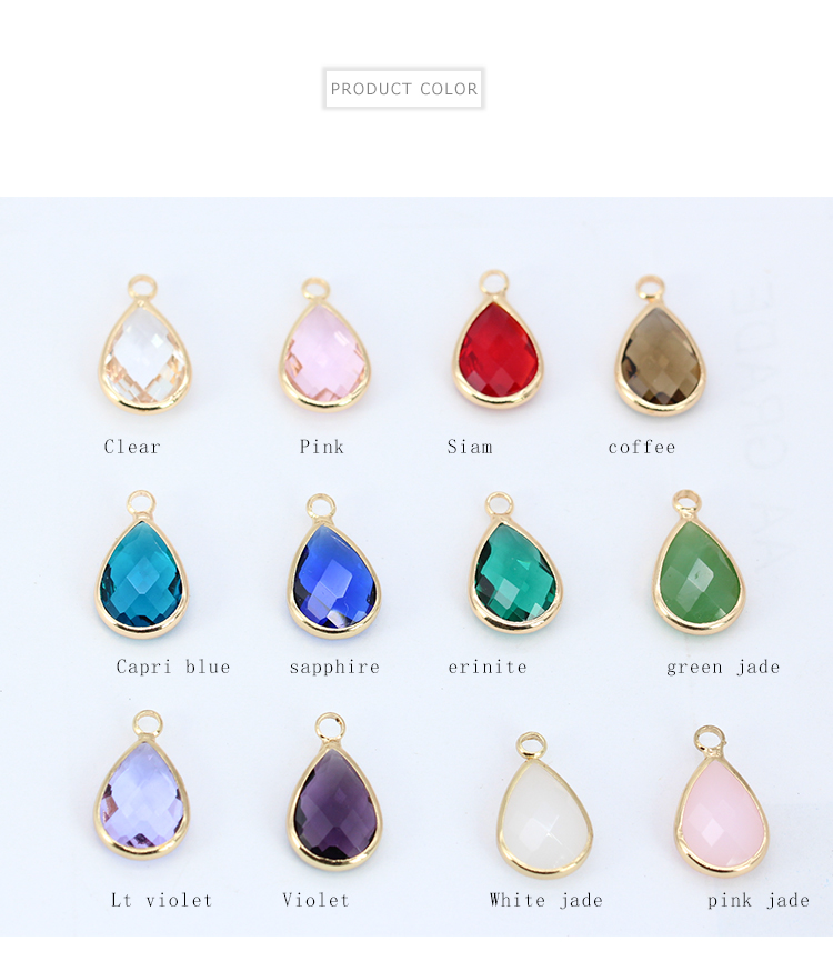 12pc/lot Waterdrop Charms Quartz Crystal Glass Charm Pendant for Necklace Bracelet Earrings Connector DIY Jewelry Making Finding