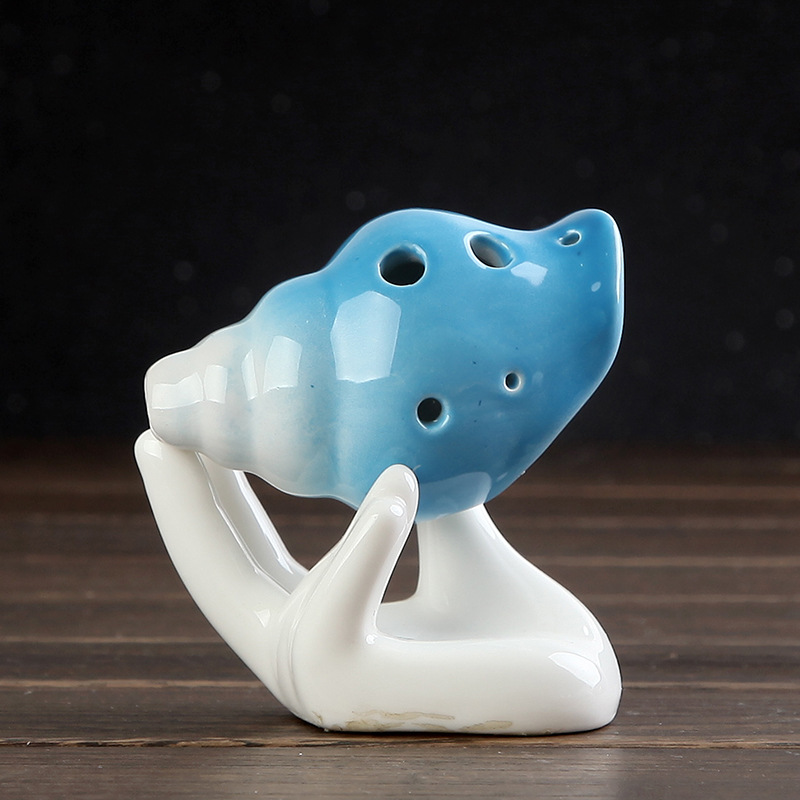 Ocarina 6 Hole Small Conch Ocarina Alto C Tone Beginner Ocarina Tourist Souvenir Teaching Toys Ceramic Pendant