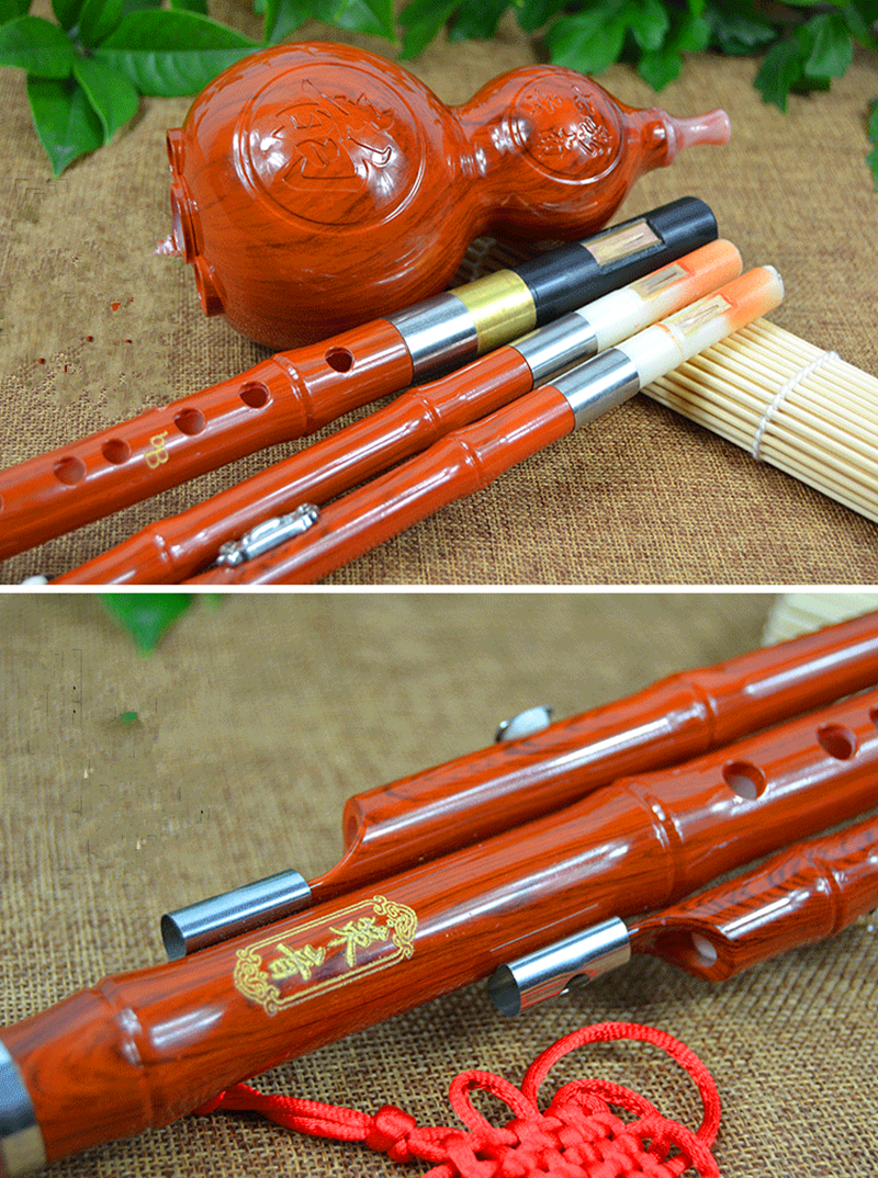 Bakelite Three Tone Hulusi Flute C/bB Key Gourd Flauta Crashproof Dampproof Calabash Flute Hulusi Folk Instruments Flutes Hulusi