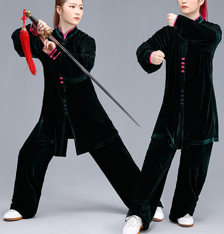 top quality Autumn&winter thickening pleuche tai chi taiji suit female wushu kung fu uniforms martial arts performance clothing