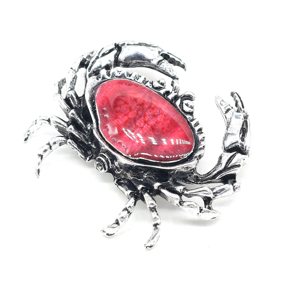 Natural Shell Brooch Crab Shape Abalone White Shell Pins Pendant Charm for DIY Jewelry Making Jewelry Gift Size 40x48mm