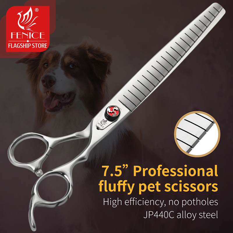 Fenice Professional JP440C 7/7.5 inch Pet Fluffy Thinning Grooming Scissors Straight Dog Scissors Thinner Shears Rate 80%