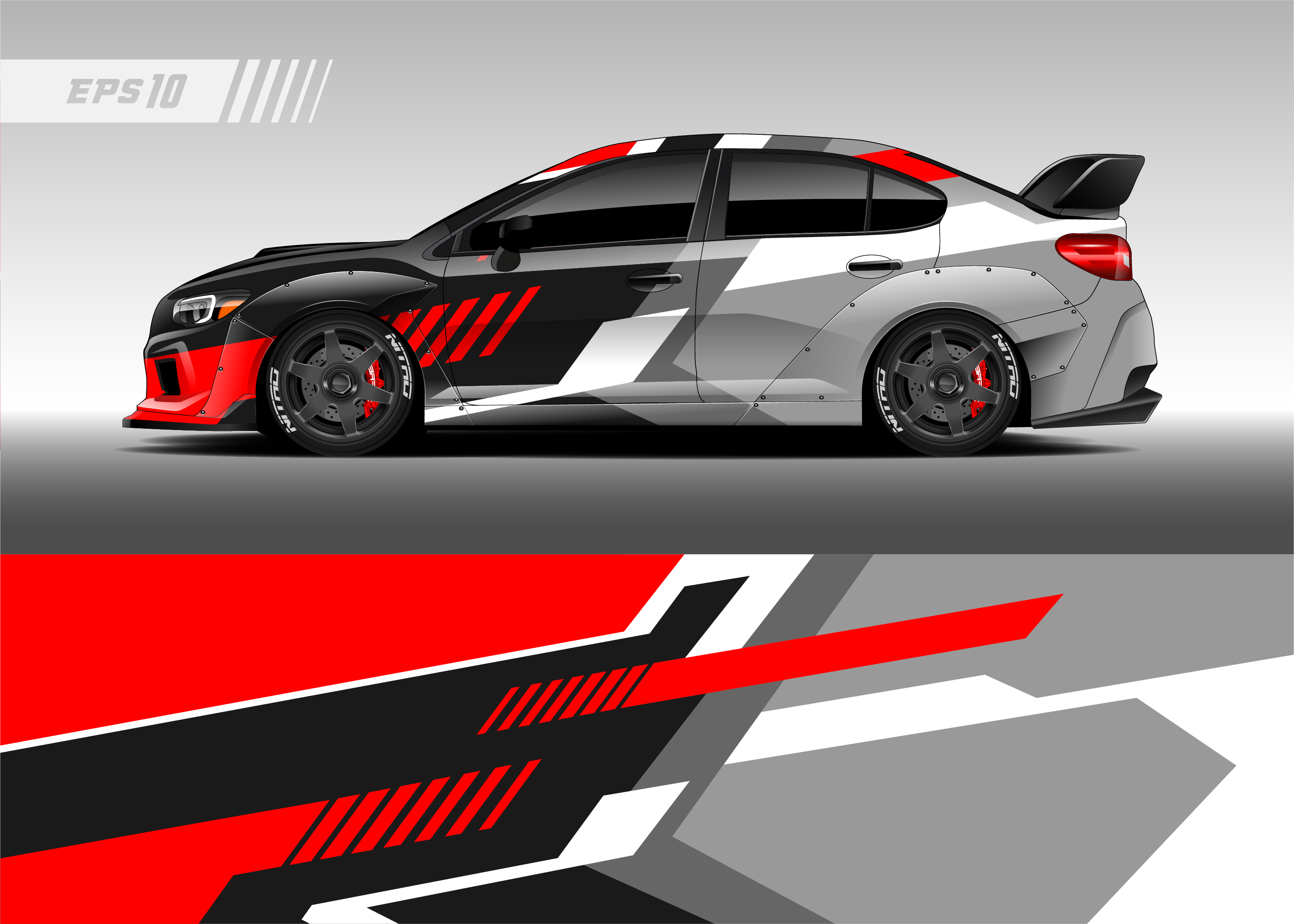 Full Body Racing Graphic Decal Vinyl Wrap Modern Design Red Retro Car Full Wrap Sticker Decorative Car Decal 400*100cm 4fb44