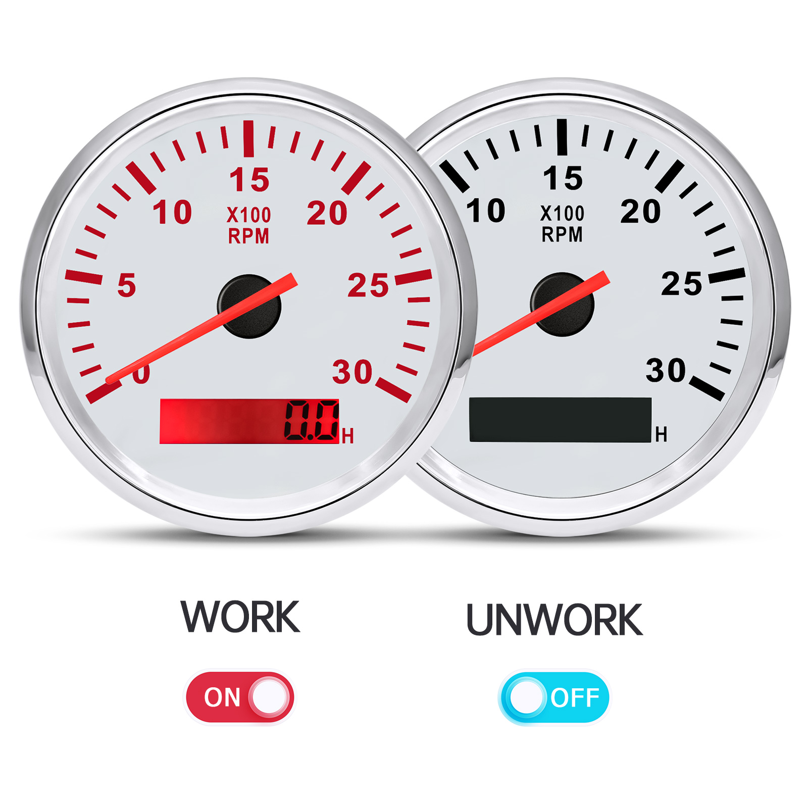 85mm Tachometer 3000RPM With Hourmeter Truck Car Boat Diesel Engine Tacho Meter RPM Gauge M18 / M16 Car Boat Tachometer Sensor