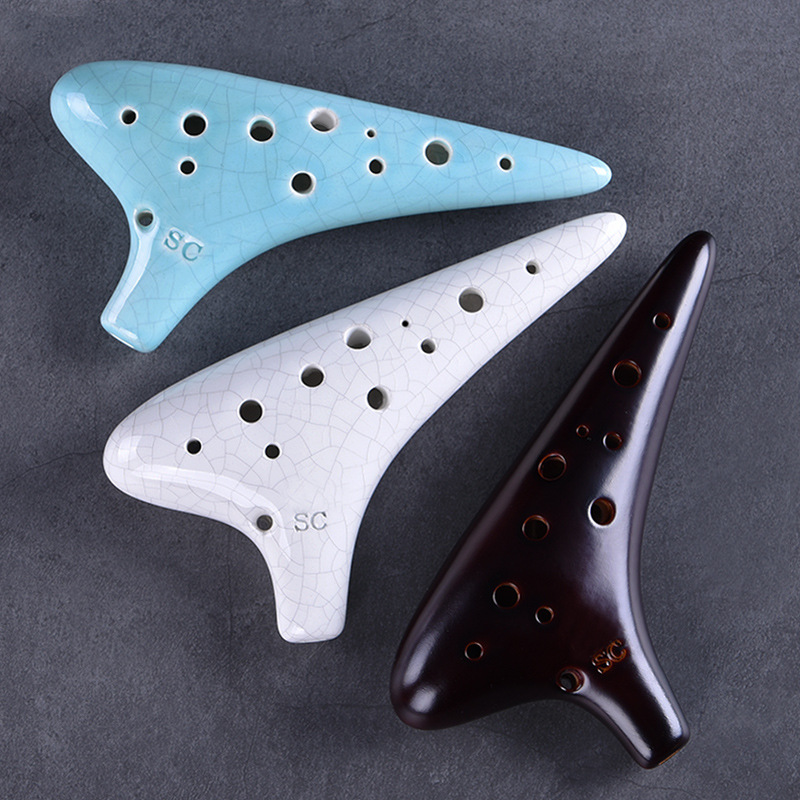 12-Hole Rice-Fired Soldering Grain Ocarina SC Tone Beginner Teaching Ocarina 12-Hole Sound Quality Ocarina with Bag
