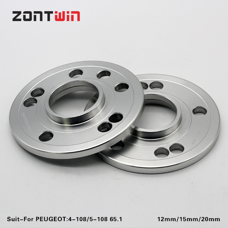 2Pieces 12/15/20mm Wheel Spacers Adapters 4x108/5x108 65.1mm for Peugeot 206/207/208/301/307/308/3008/407/408/508/4008/5008