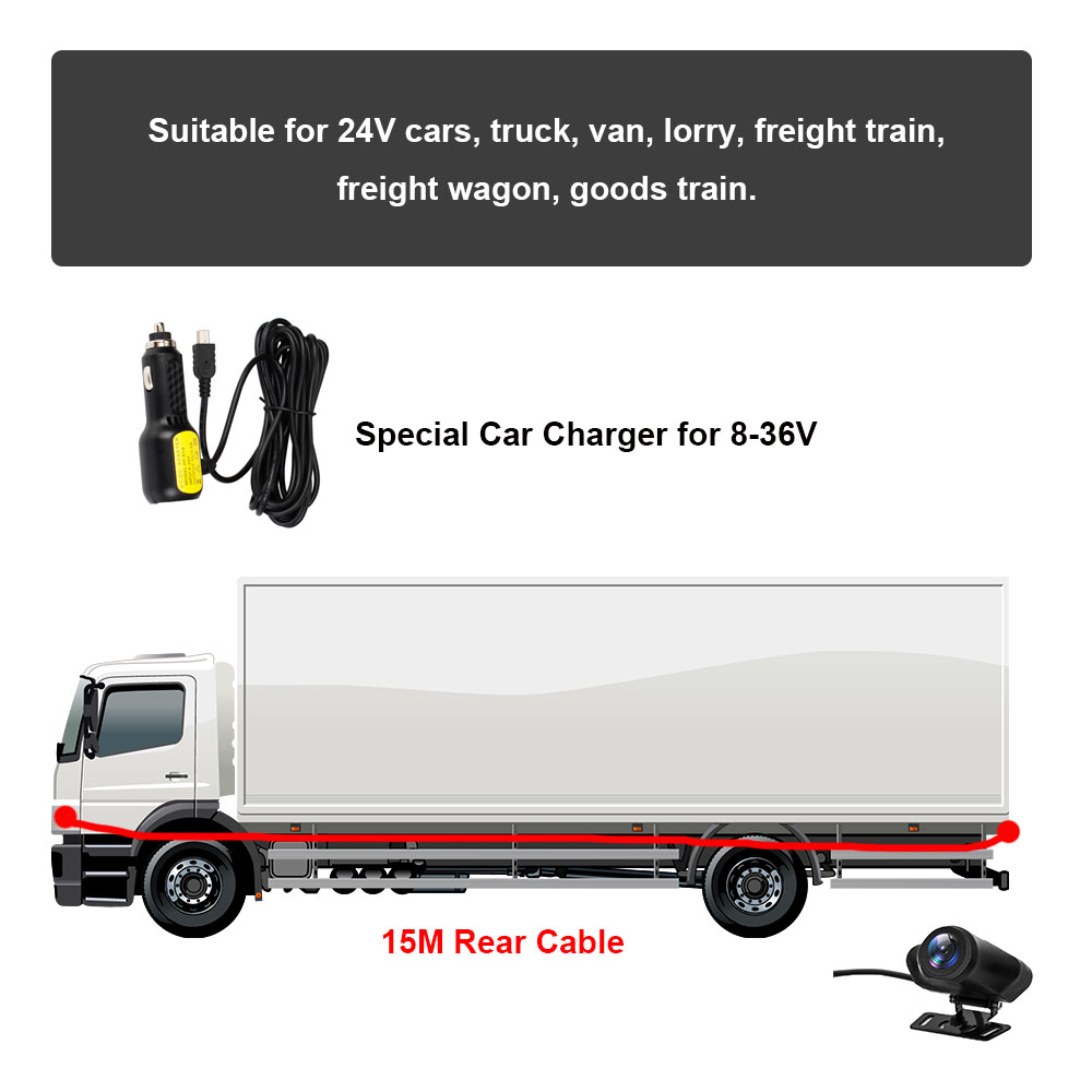 HGDO 12" 4K Dash Cam SonyIMX415 Rear View Mirror GPS Camera Car DVR 2025 Video Recorder for 24V Truck new Van Lorry freight train wagon