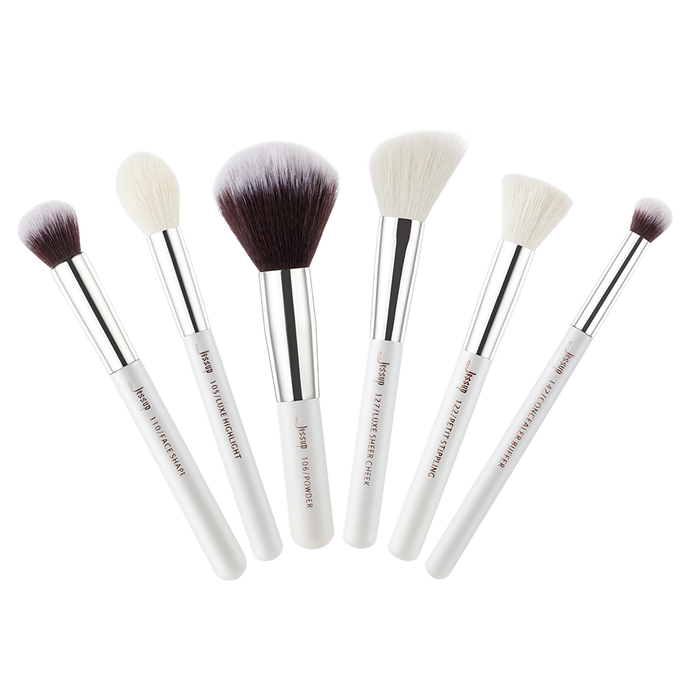 e pcs Sets Jessup Brushes Makeup Brush Pearl White Sier Beauty Tools Buffer Paint Cheek Highlight Powder