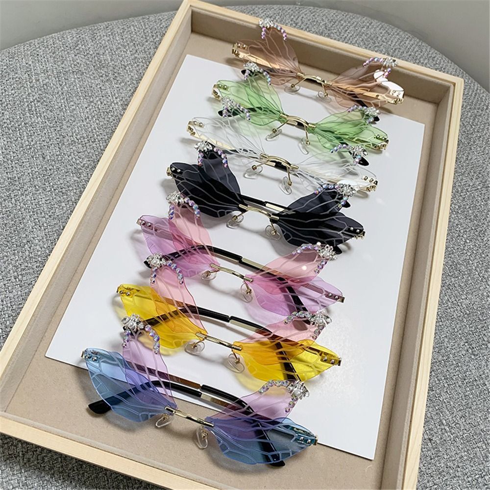 Women's Fashion Eyewear Irregular Party Dia Sun Moissanite Dragoy Wing SunMoissanite glasses Bg Shades