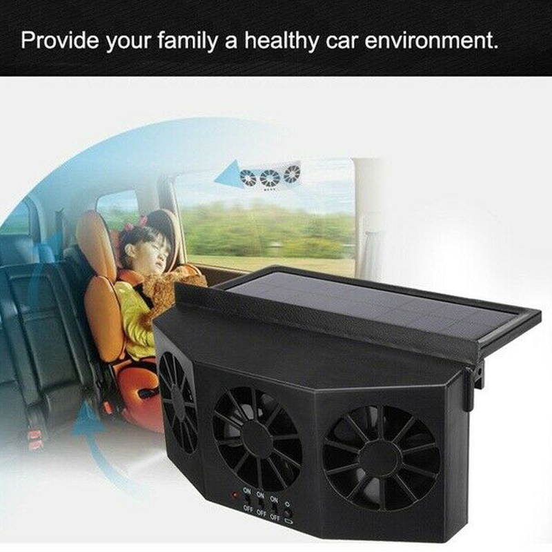 Portable Car Quiet Air Conditioner Solar Cooling Fan Auto Truck Vehicle Cooler Energy Saving