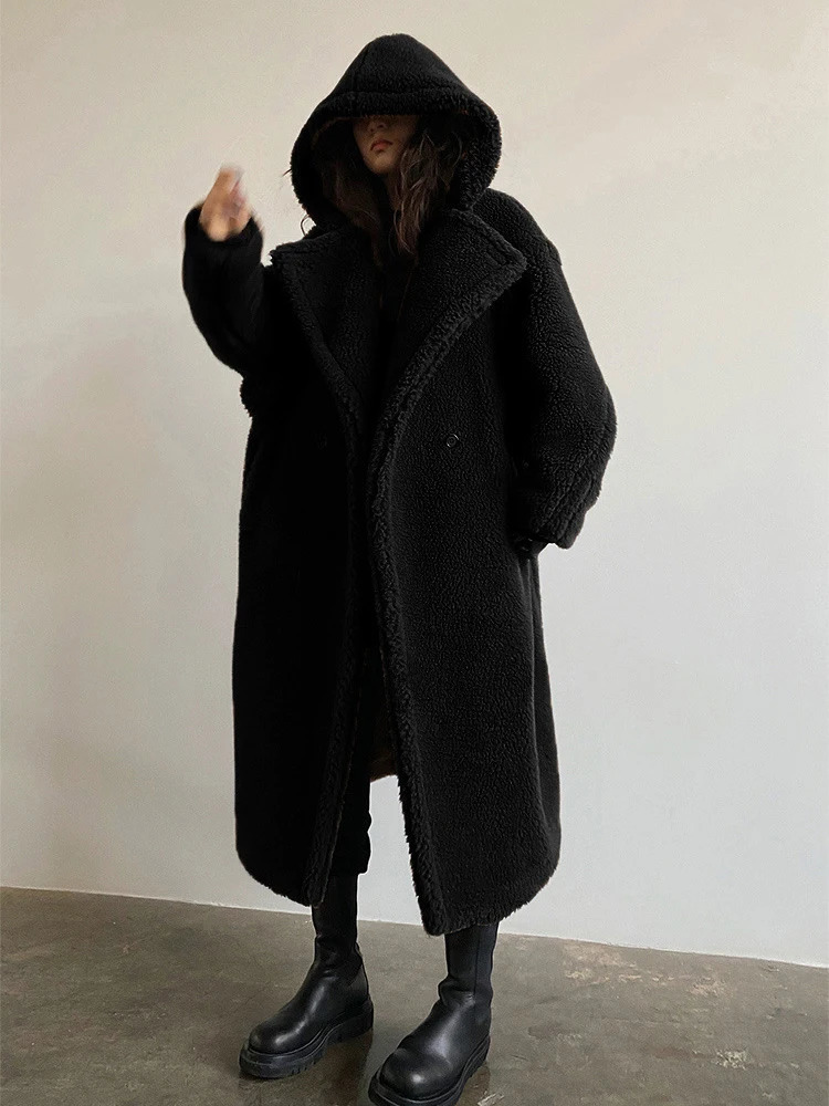 Teddy Bear Coat Womens Winter Clothing with Velvet Artificial Fur Coat Hoodie Long Park Womens Warm Jacket Fur Coat 241107 - view 7