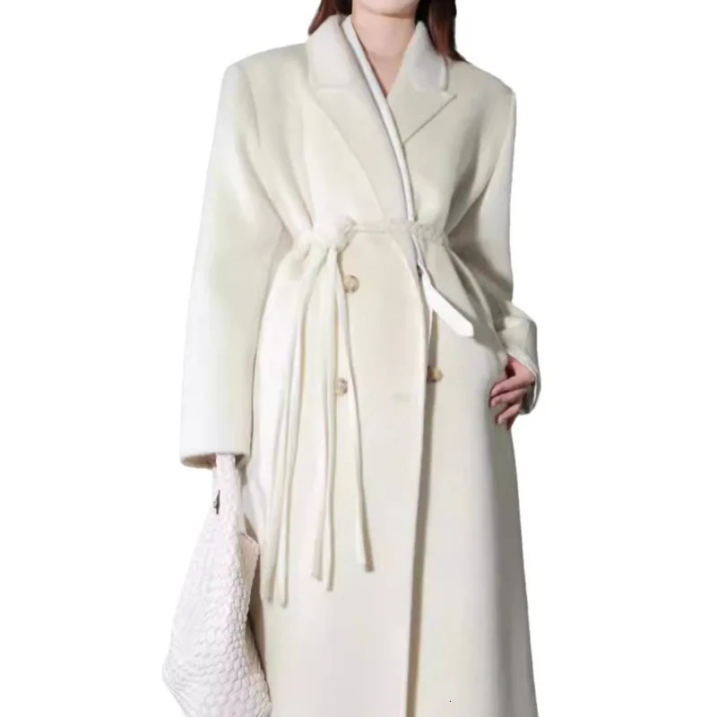 Belt long sleeved double-sided cashmere coat thick and warm womens winter wool coat autumn trendy 16O2157 241108