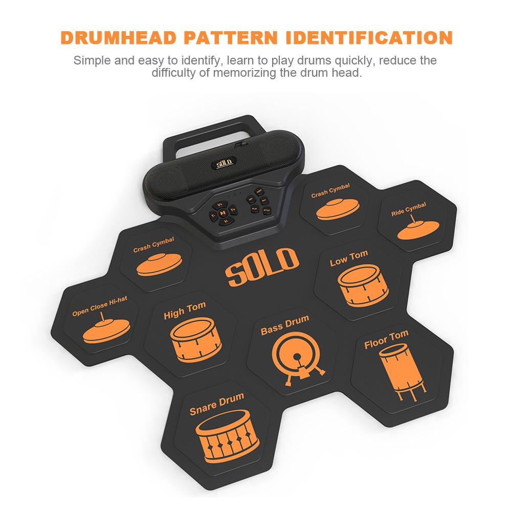 Electronic Drum Musical Instrument Digital USB Roll Up Drum Set Silicone Electric Drum Pad Kit With Drum Sticks Foot Pedal