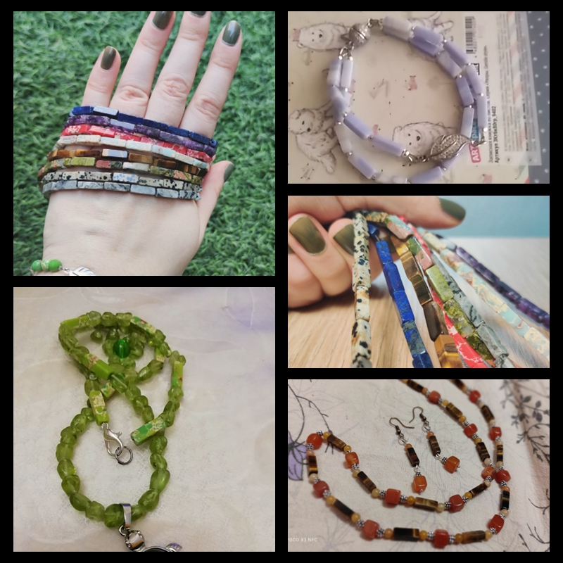 Natural Stone Square Agates Lapis Quartz Unakite Opal Beads Loose Spacer Tube Bead Bracelet Necklace For Jewelry Making 4 * 13mm