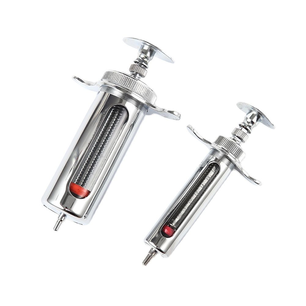 10ml/20ml /50ml Metal Syringe Stainless Steel Metal Pig Chicken Syringe Animal Veterinary Instruments Livestock Farm Cattle Prod