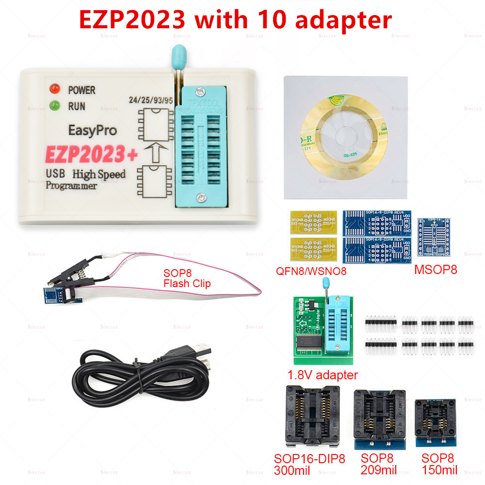 EZP2023 USB Programmer Original SPI Full Set 12 Adapter Support 24 25 93 95 EEPROM Flash Bios Better Than EZP2019