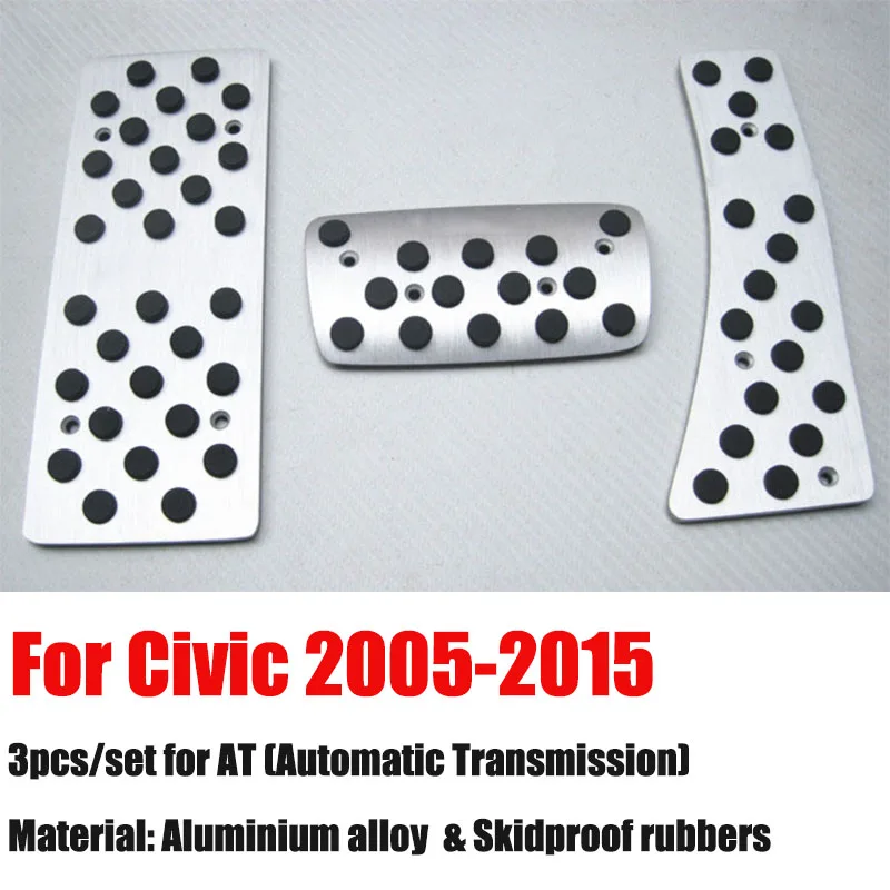 For Honda Civic 2005-2020 LHD Aluminum Pads Pedal Set Gas Accelerator Brake Footrest AT / MT Car Accessories Need drilling