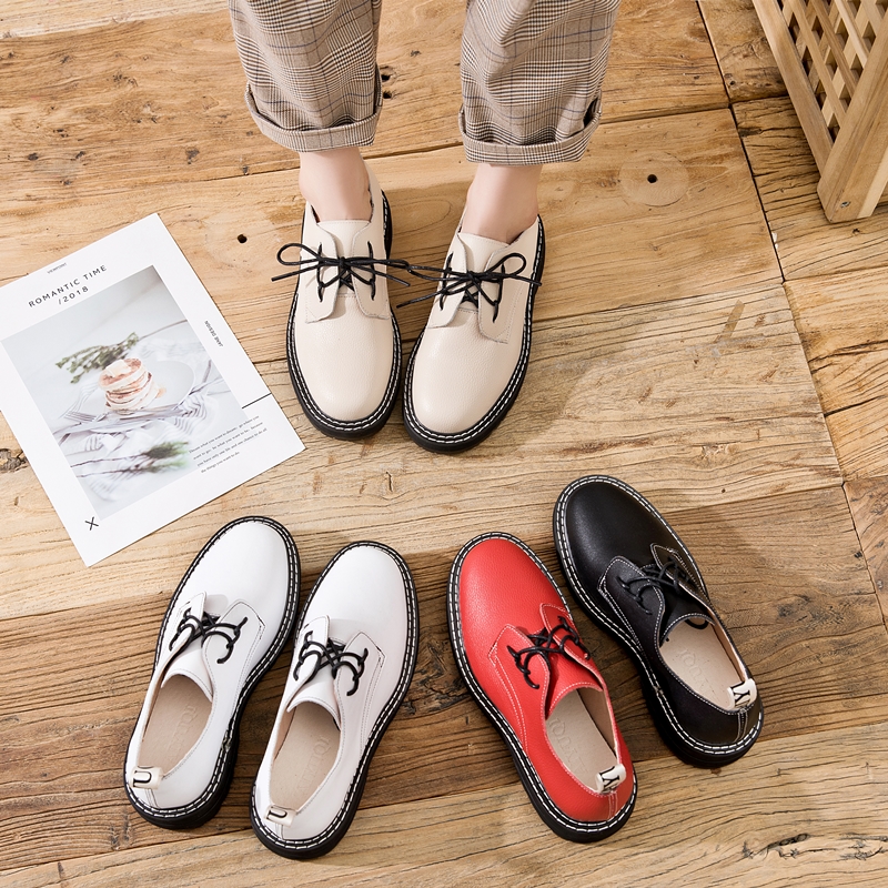 Retro Women Shoes Genuine Leather 2024 New Spring British Style Student Shoes Wild Thick Large Size Ladies Oxford Shoes