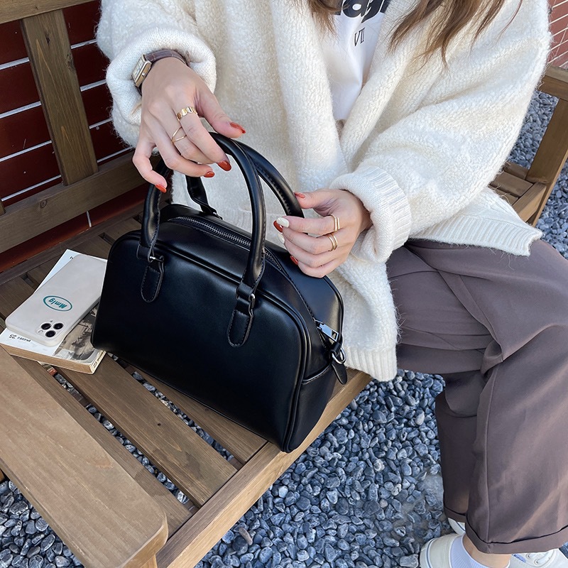 Vintage Solid Color Leather Crossbody Bags For Women Simple Quality Shoulder Messenger Bag Lady Handbags Female Elegant Purses