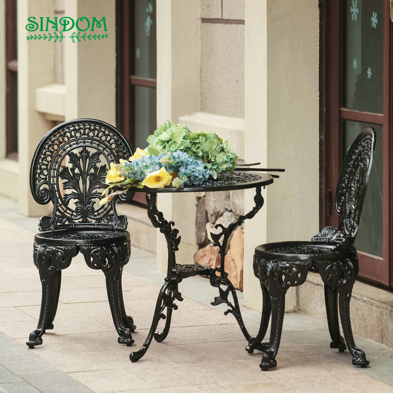 Back Yard Balcony Gold 2 Chairs Outdoor Funiture Set Metal Garden Table and Chair Sets