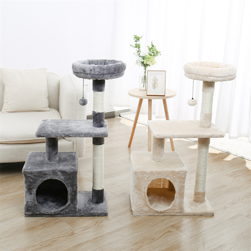Fast Delivery Luxury Pet Cat Tree House Condos Cat Tree Tower with Ladder Sisal Scratching Posts for Cats Kitten Furniture House