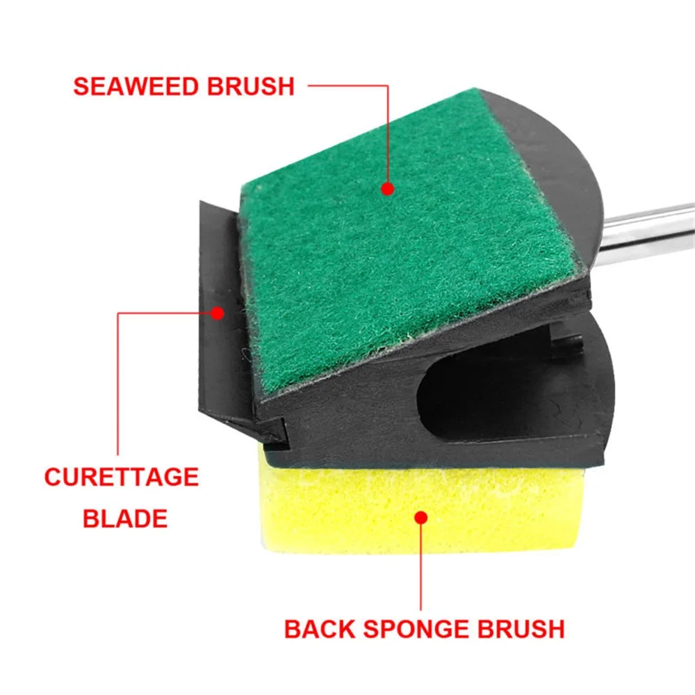 51/36cm Aquarium Plastic Fish Tank Glass Window Algae Double-Sided Sponge Cleaning Brush Cleaner Scrubber Long Handle Accesories