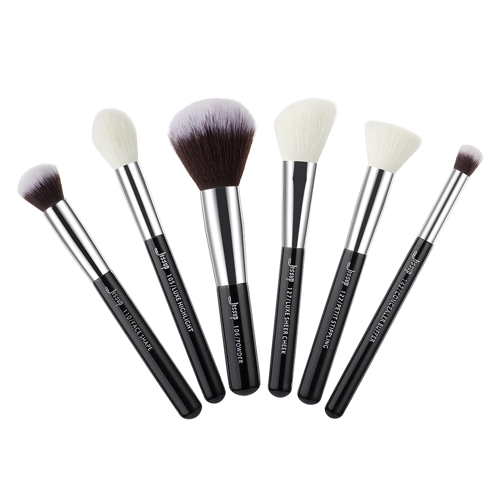b Makeup Brushes Jessup Black Sier Professional Set Make up Brush Tools kits Buffer Paint Cheek Highlight natural synthetic hair