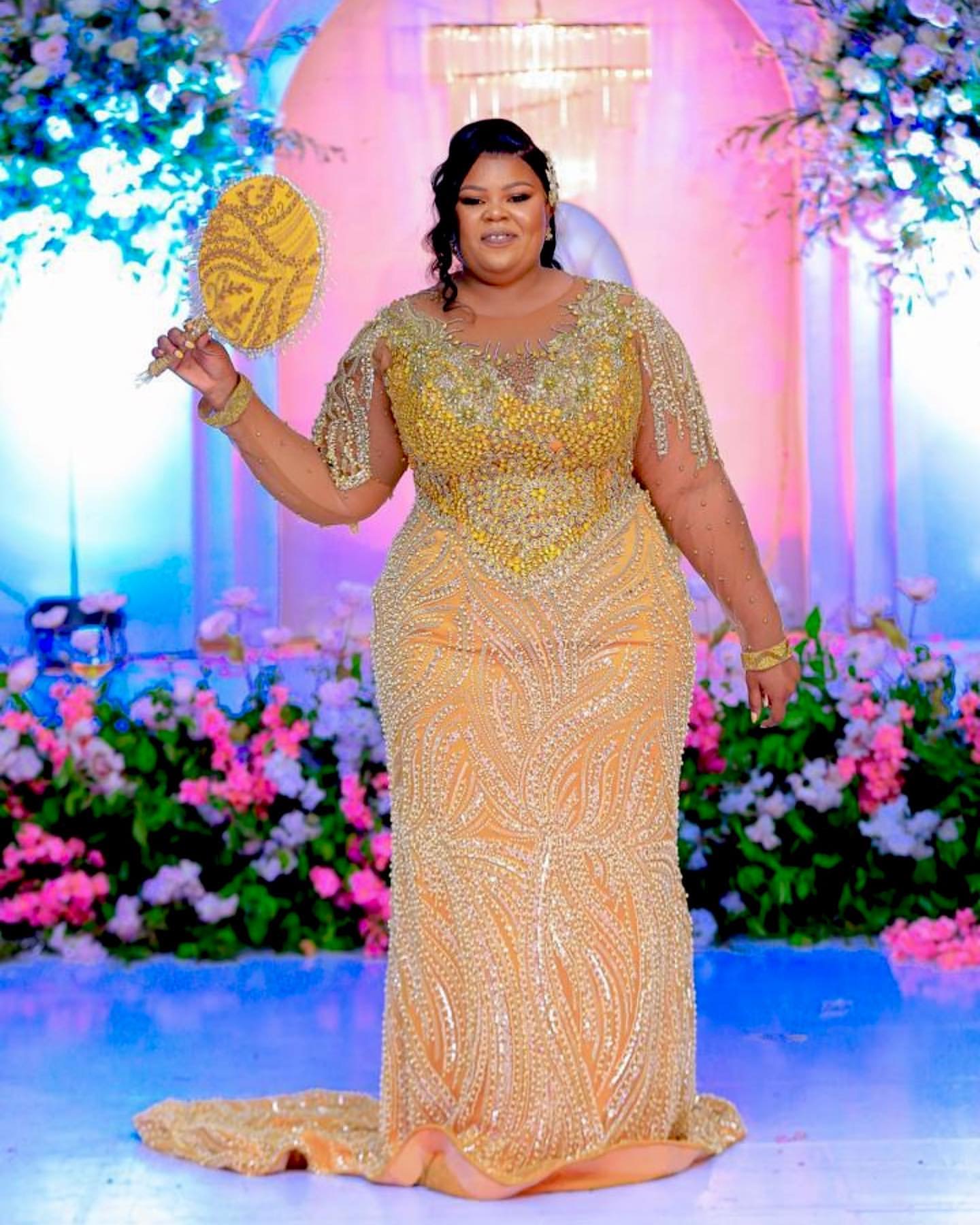 2024 Plus Size Gold Illusion Mermaid Prom Dresses For Special Occasions Rhinestones Full Sleeves Evening Party Birthday Gowns Dress For Women Vestidos