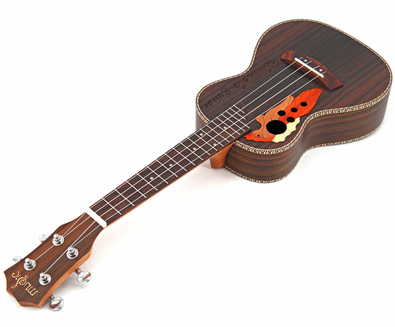 Rosewood Ukulele 23 Inch Hawaiian Mini Guitar 4 Strings Ukelele Grape Sound Hole Music Instrument Electric Ukulele with Pickup