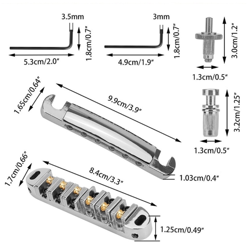 1 Set Roller Guitar Bridge Locking Tune O Matic Bridge Tailpiece Tail For Electric Guitar Parts Gold/Silver/Black