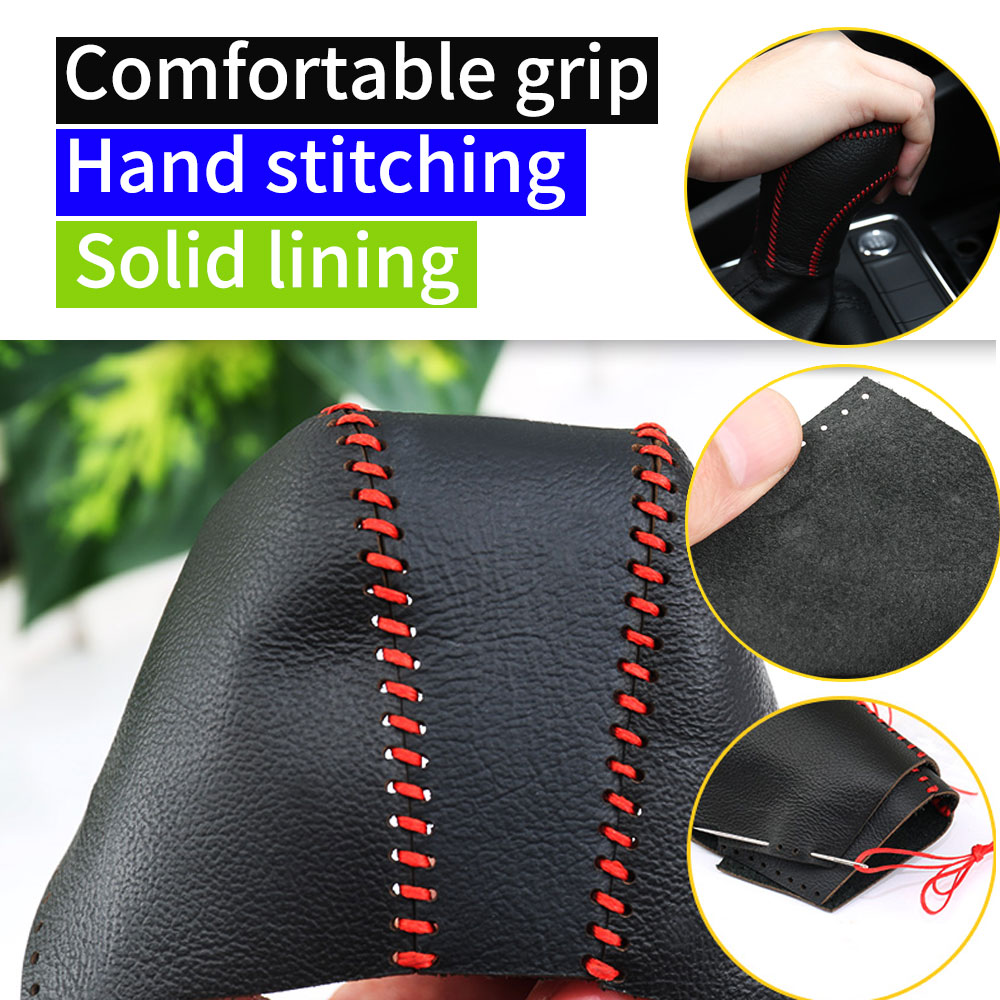 Non-slip Leather Gear Shift Knob Cover MT for Sentra 12-18 Tiida 11-16 X-TRAIL 08-13 6 Speed Manual Shift Lever Red & Black