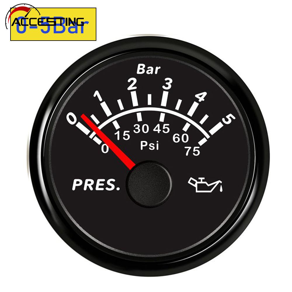 52 mm Boat Car Oil Pressure Gauge 5 Bar / 10 Bar Fuel Pressure Meter fit for Output Signal 10~184 ohm Sensor