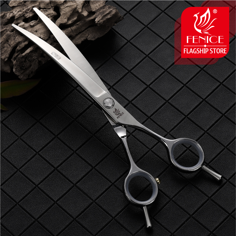 Fenice professional 7 inch pet curved scissors for dog grooming scissors cutting shears makas tijeras