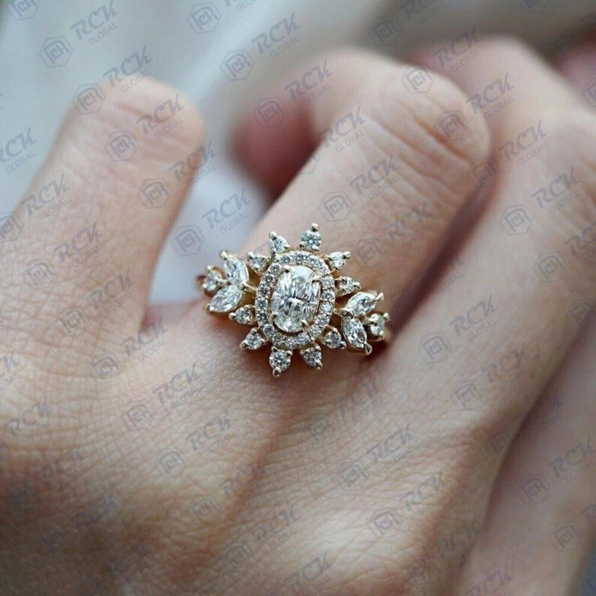 1.00 CTW Oval Cut Cluster for Women/ Engagement Jewelry Moissanite Dia Ring in Sterg Sier gorgeous