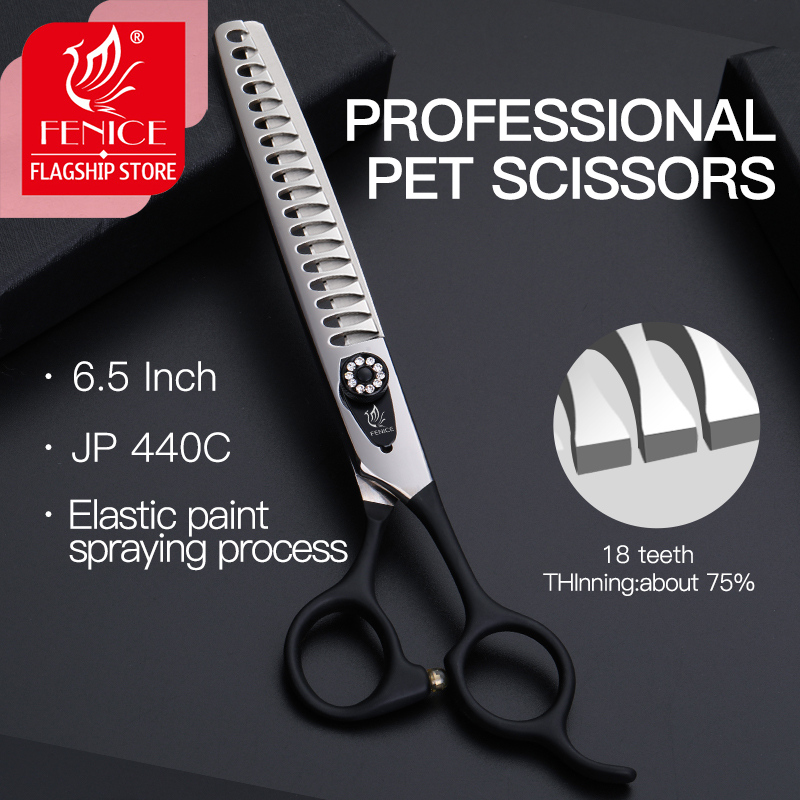 Fenice 6.5 inch Professional Pet Grooming Scissors Dog Chunker Scissors Grooming Shears for Animal Thinning Rate 70-75%