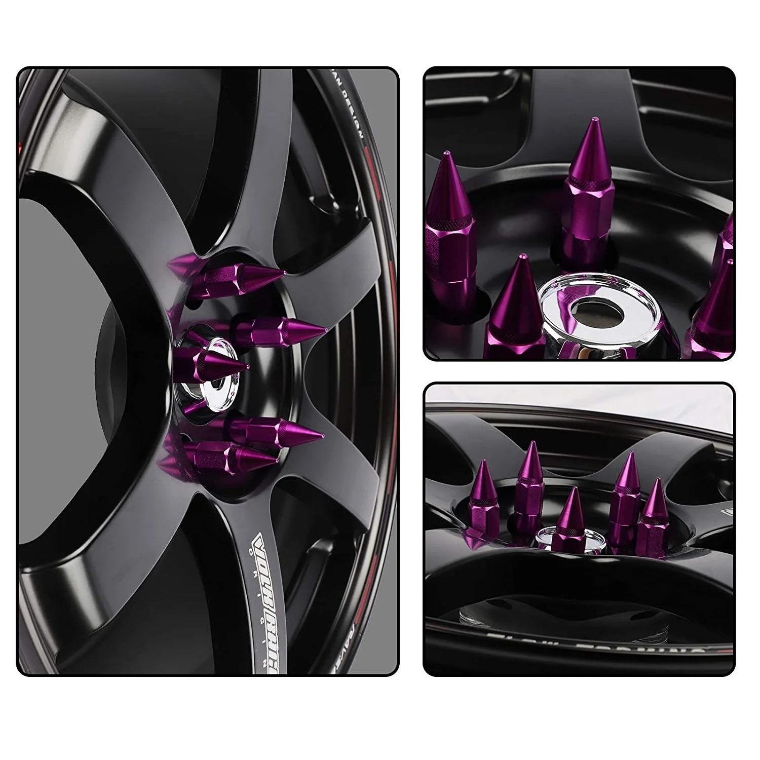 20pcs Jdm Racing Car Accessories Wheel Nuts M12x1.5 M12x1.25 Aluminum 60mm Extended Tuner Spike Lug Nuts For Cadillac Lincoln