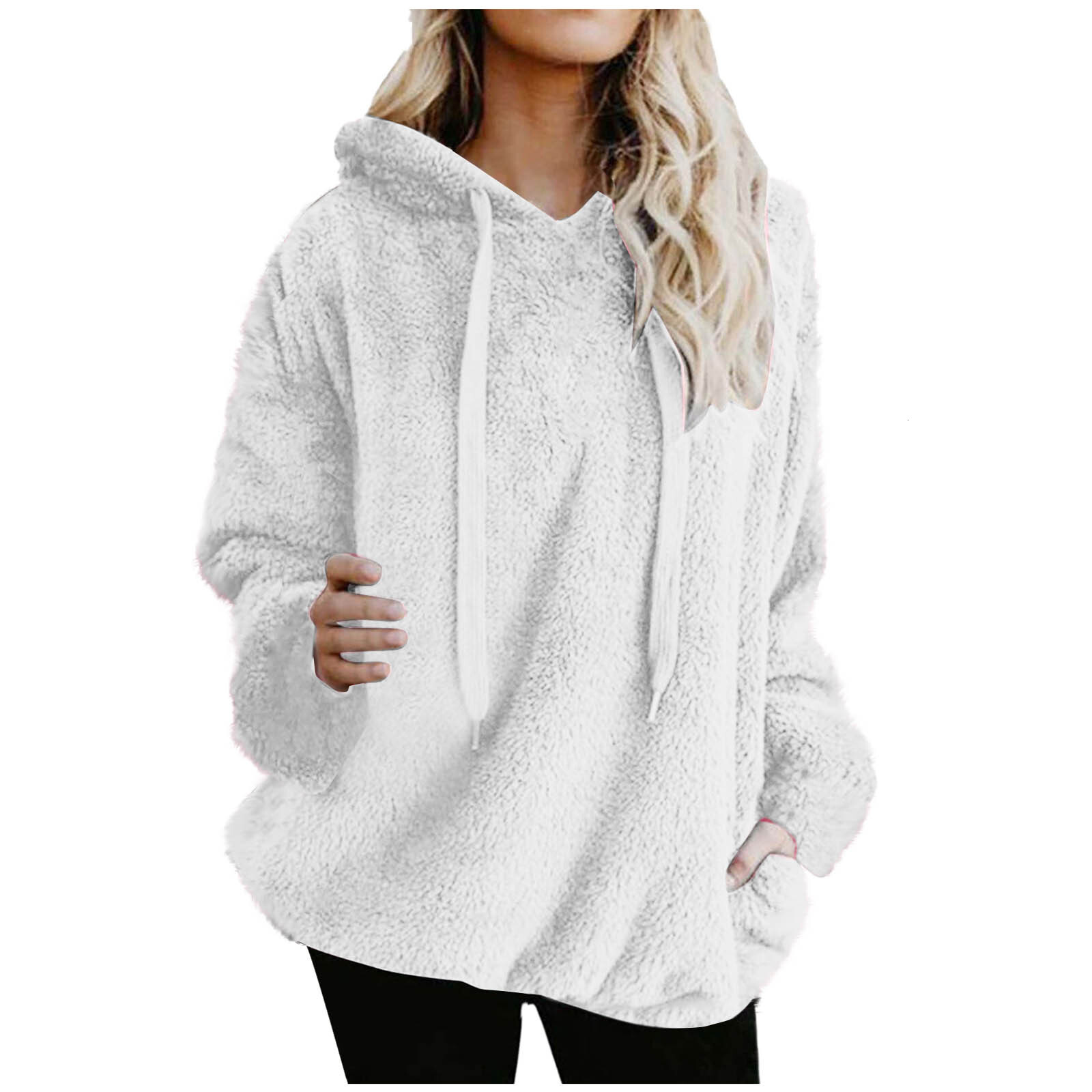 Designer TEMU long sleeved plush new women's thick hoodie