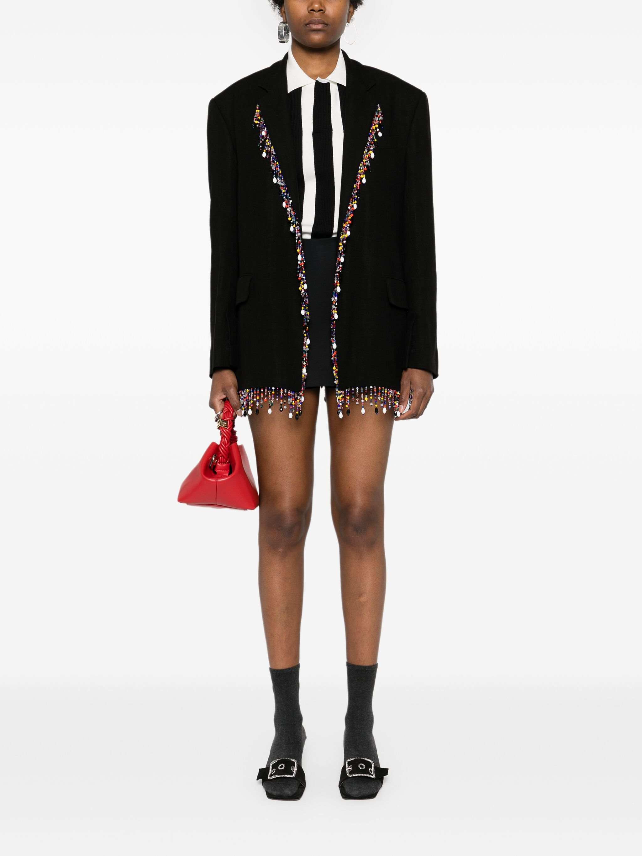 Colorful Beads Women Blazer Dress Fashion Beading Coat Formal Prom Custom Made Outfit Jacket One Piece