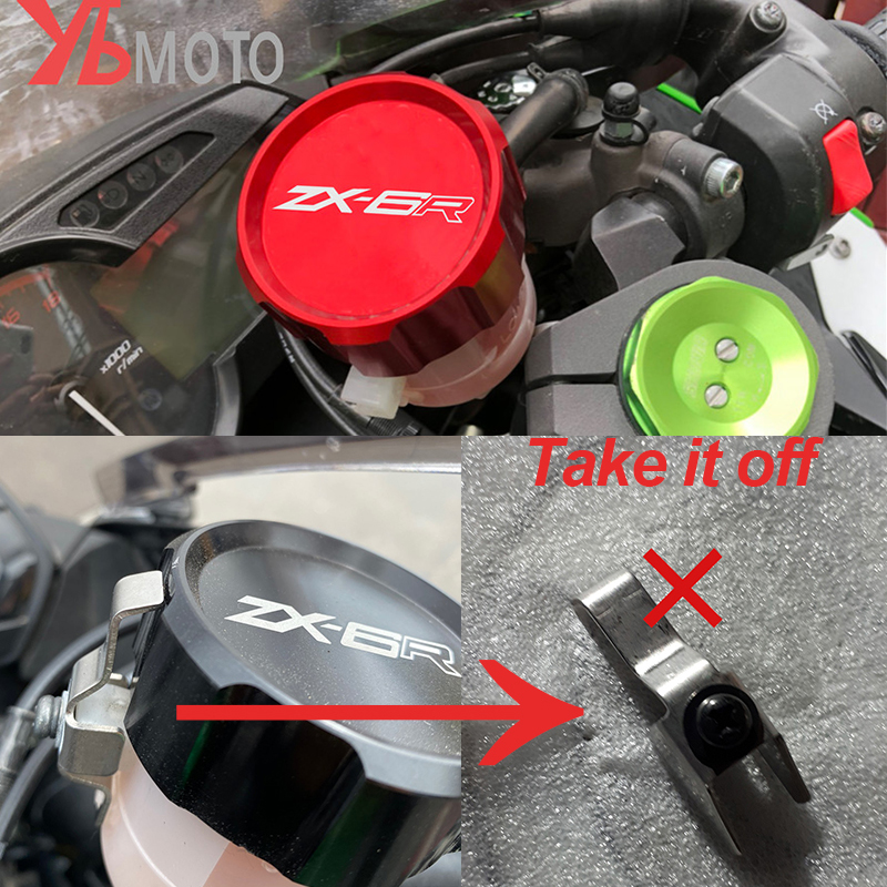 Front Rear Brake Fluid Reservoir Cover & Engine Oil Filler Cap For KAWASAKI ZX6R ZX-6R ZX636 (please buy according to size)