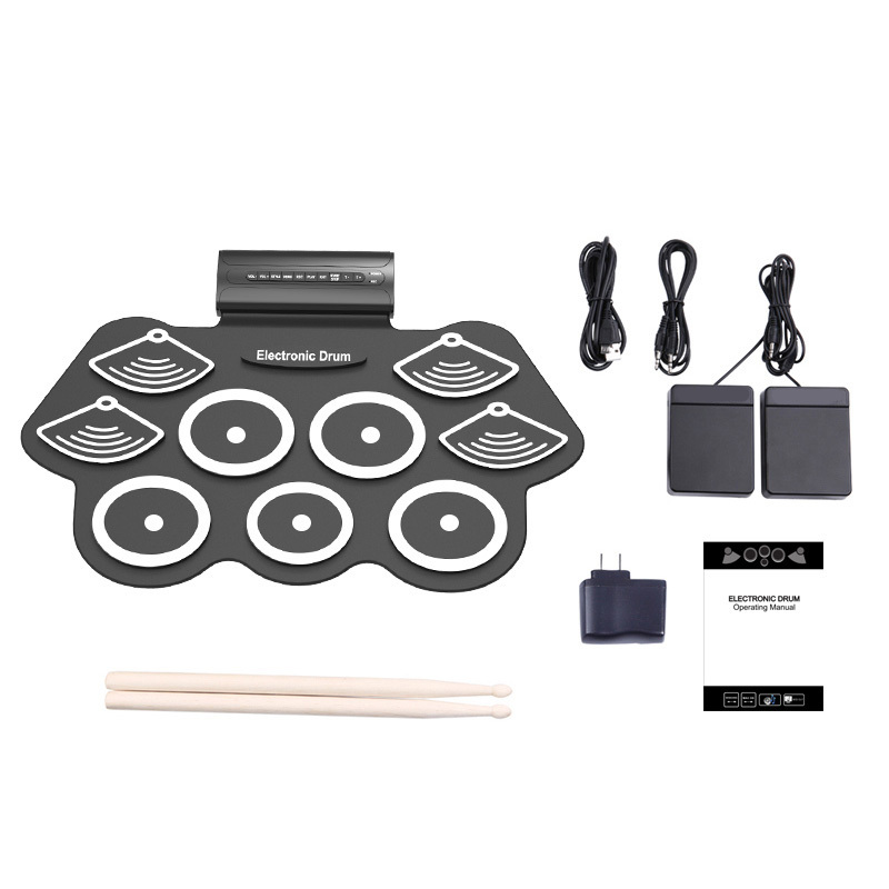 Electronic Drums 9 Pads Electronic Drum Roll upThicken Silicone Drum Electric Drum 2025 Kit with new Drumsticks and Sustain Pedal