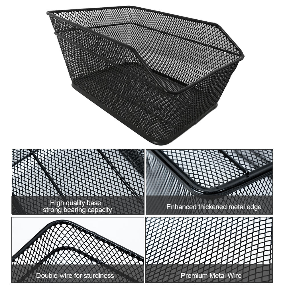 Rear Bike Basket Cycling Bag Large Capacity Metal Wire Bicycle Basket Waterproof Rainproof Cover