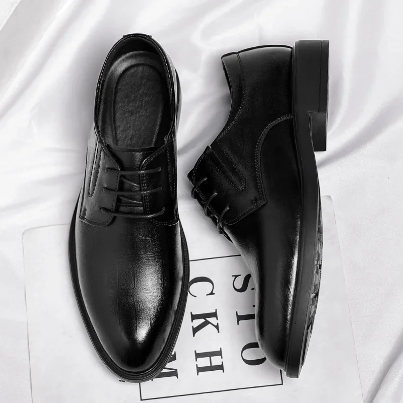3 6 8cm Heel Mens Dress Shoes er Cow Leather Increase Casual Spring Autumn Black Platform Wedding Shoes Male 241108