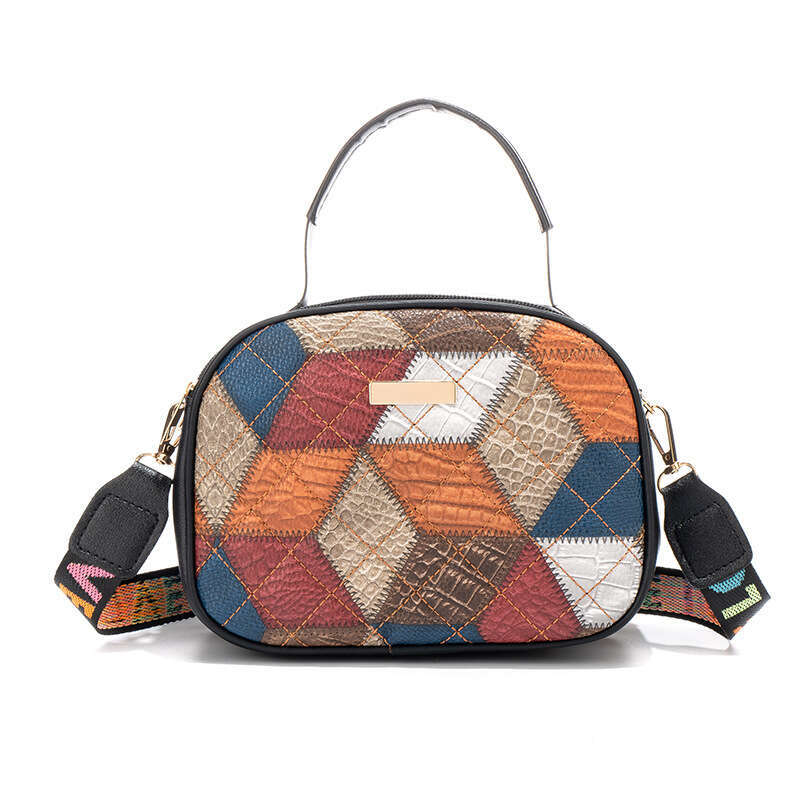 2024 new color blocked ethnic style single shoulder crossbody bag women, fashionable handbag for women