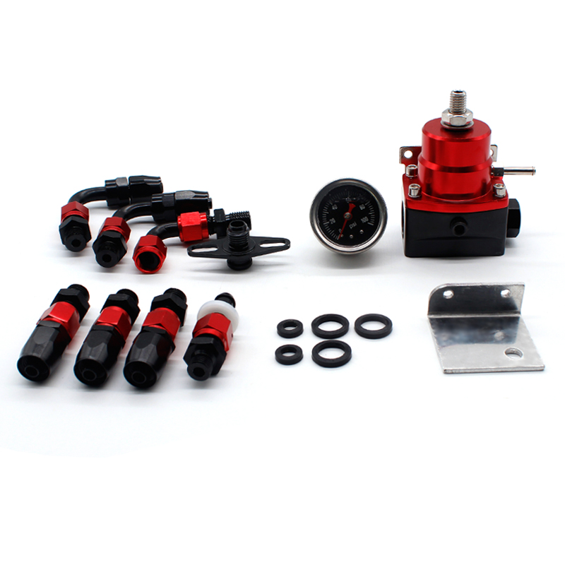 automobile refit universal adjustable aluminum alloy fuel pressure regulator instrument kit tubing 100PSI AN6 tubing fittings