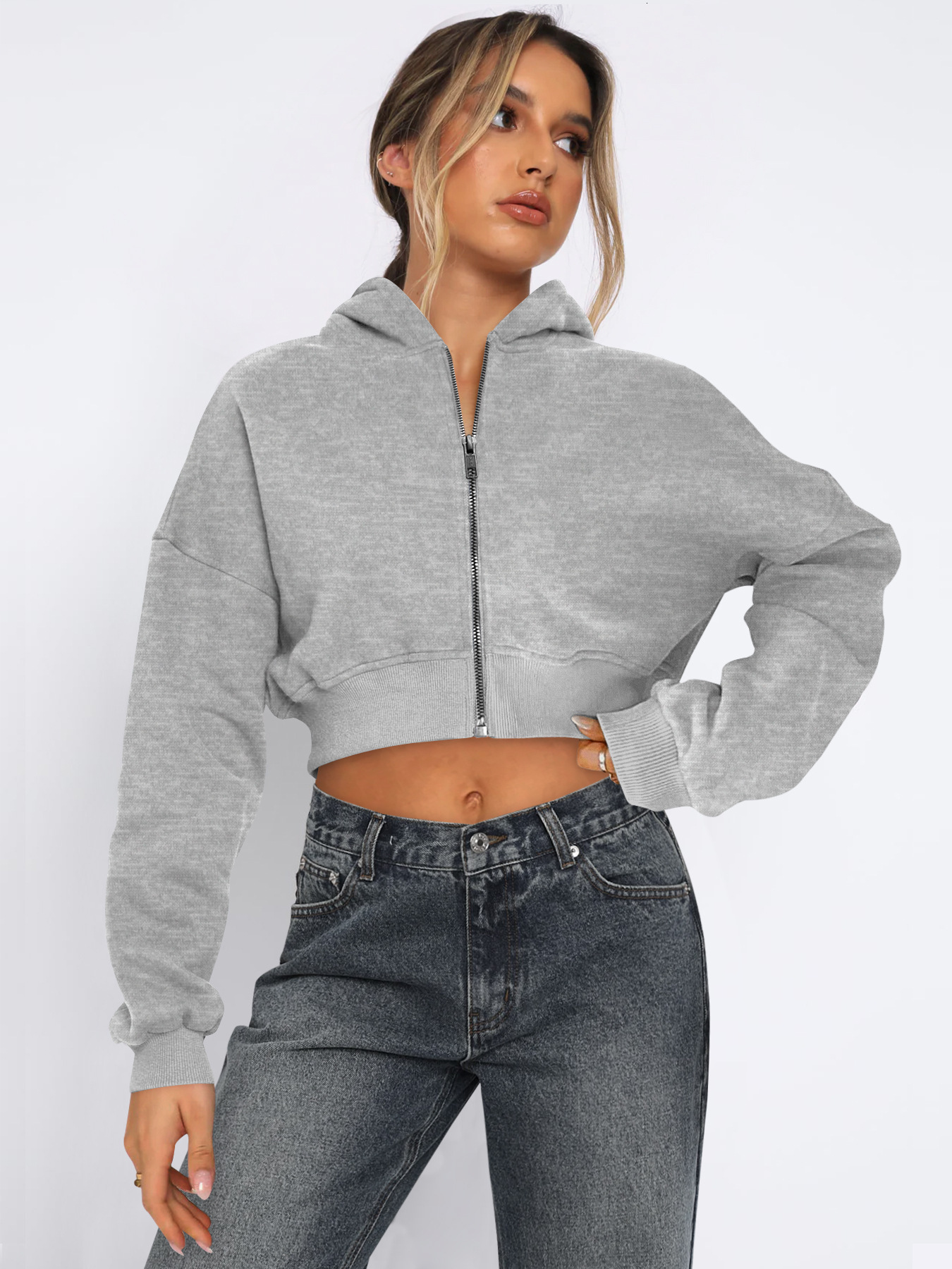 Designer hot selling women's clothing short style fashion street trend long sleeved autumn and winter loose hooded sweatshirt