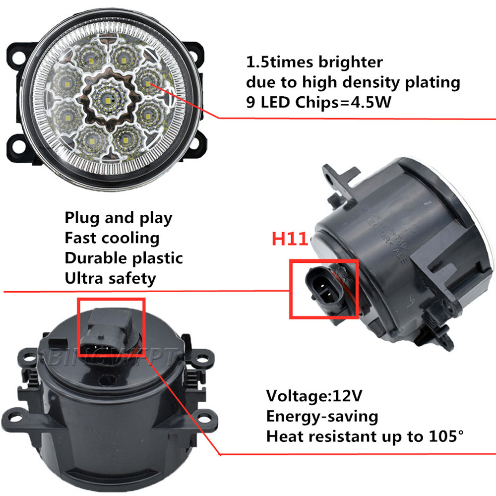 High Power 1 Pair led foglights For Ford Ranger 2005-2015 fog lamps H11 Car Halogen Fog Light Daytime Running Lamp DRL 12V